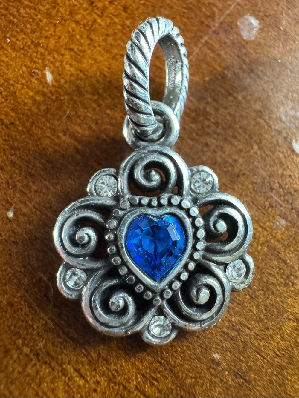 Brighton September Birthstone Heart Pendant in Silver & Sapphire Blue